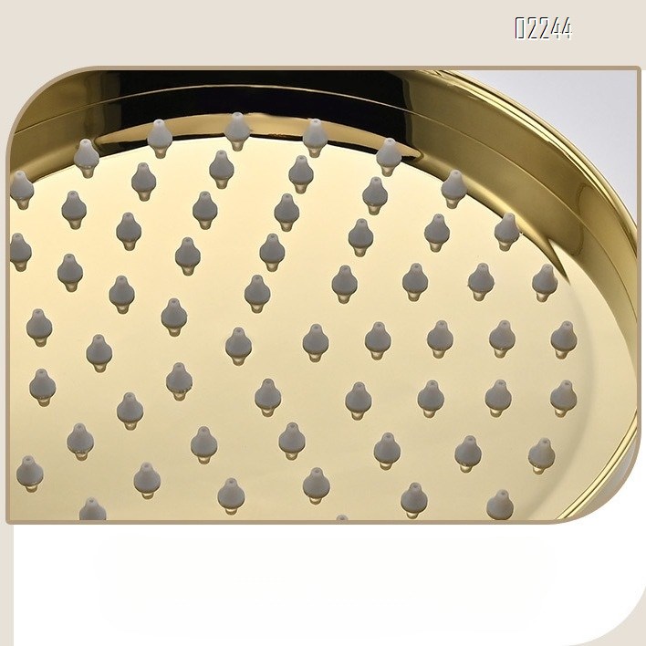 European Luxury Gold Retro Thermostatic Shower Head Set for Home Use Adjustable Brass Tap