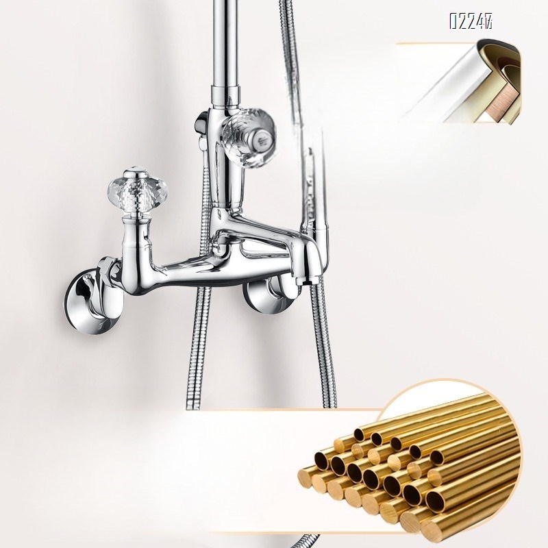 All-Brass French Retro Chrome Shower Set for Home Use Shower Head Dual Handle European Style Hot and Cold Shower