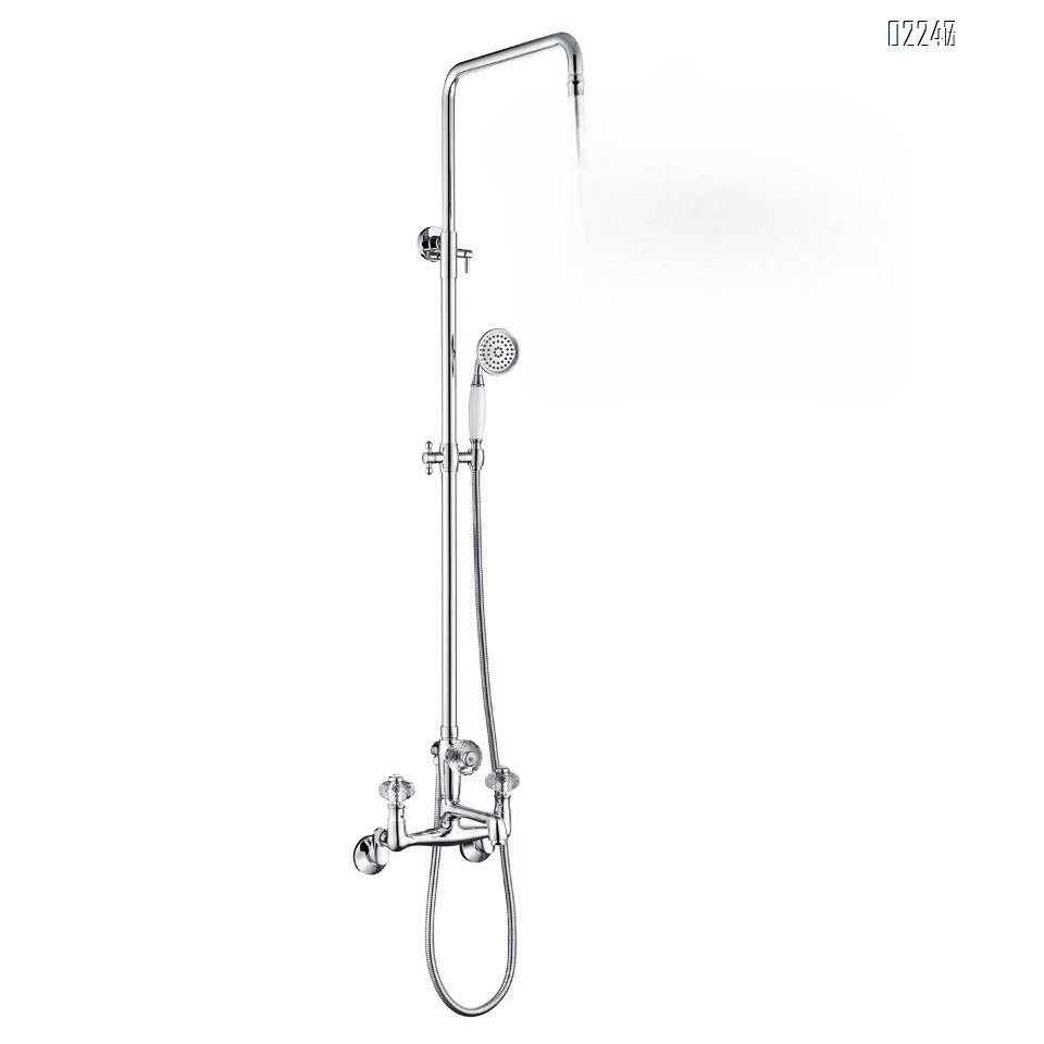 All-Brass French Retro Chrome Shower Set for Home Use Shower Head Dual Handle European Style Hot and Cold Shower