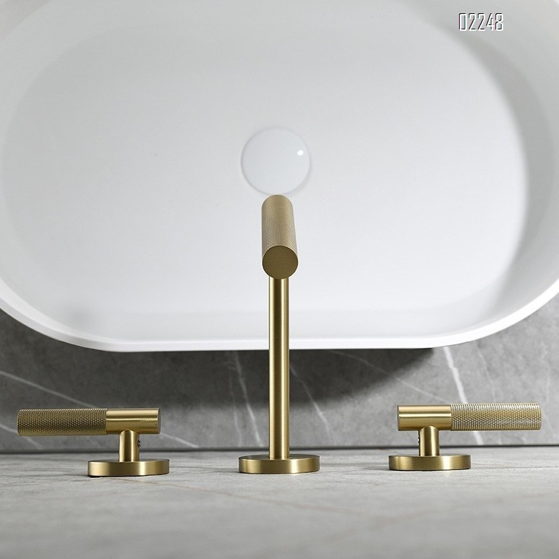 Wall-mounted Concealed Basin Faucet Hidden Hot and Cold Water Faucet Round Three-Hole Gold Light Luxury Tap