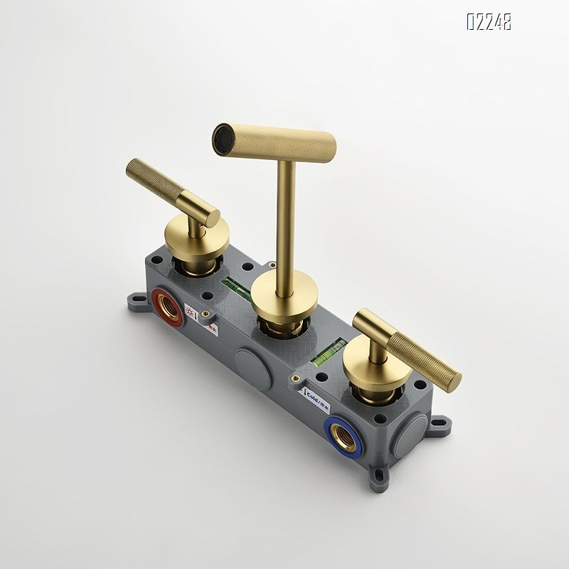 Wall-mounted Concealed Basin Faucet Hidden Hot and Cold Water Faucet Round Three-Hole Gold Light Luxury Tap