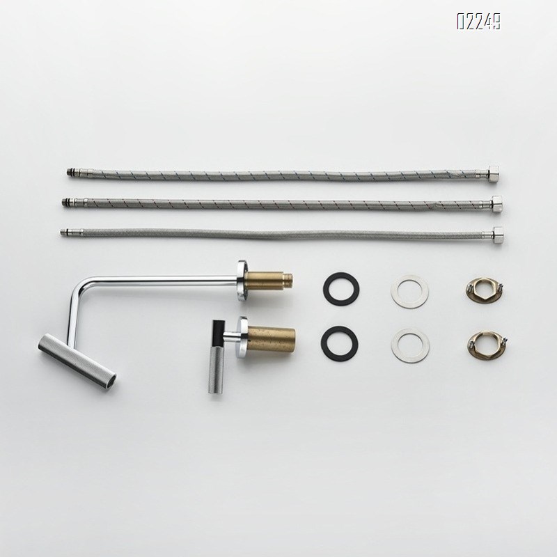 Brass Basin Faucet Split Designer Double Hole Hot and Cold Water Faucet Round Chrome Copper Tap