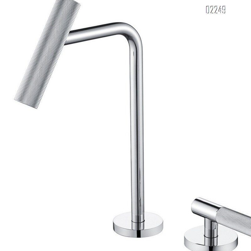 Brass Basin Faucet Split Designer Double Hole Hot and Cold Water Faucet Round Chrome Copper Tap