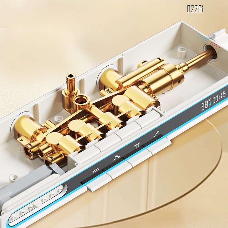 Cream Style Thermostatic Digital Display Brass Shower Head Set Bathroom Renovation Spray Back Atmosphere Light Set