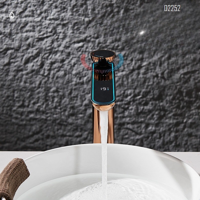 Digital Display Multi-Function Basin Faucet Color-Changing Ambient Light Bathroom Basin Hot and Cold Water Faucet