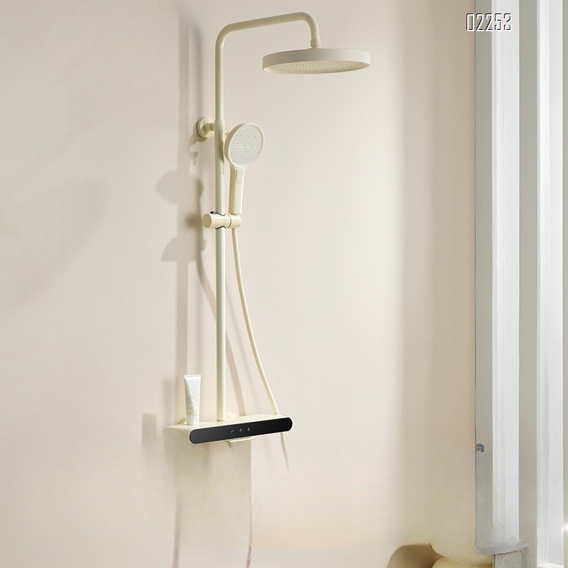 Piano large rain shower head set for home bathroom three-function rain shower all Brass cold and hot double control shower set