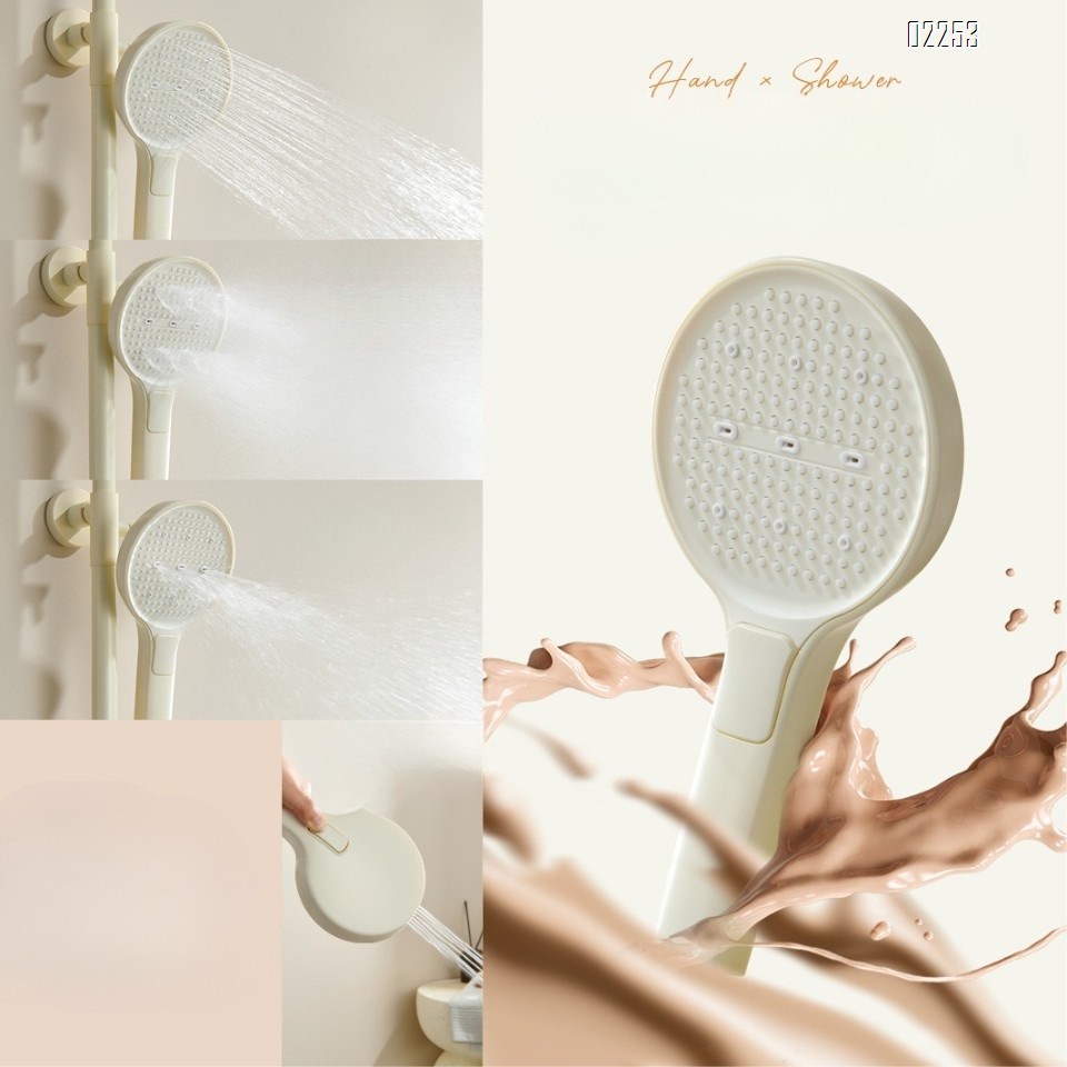Piano large rain shower head set for home bathroom three-function rain shower all Brass cold and hot double control shower set