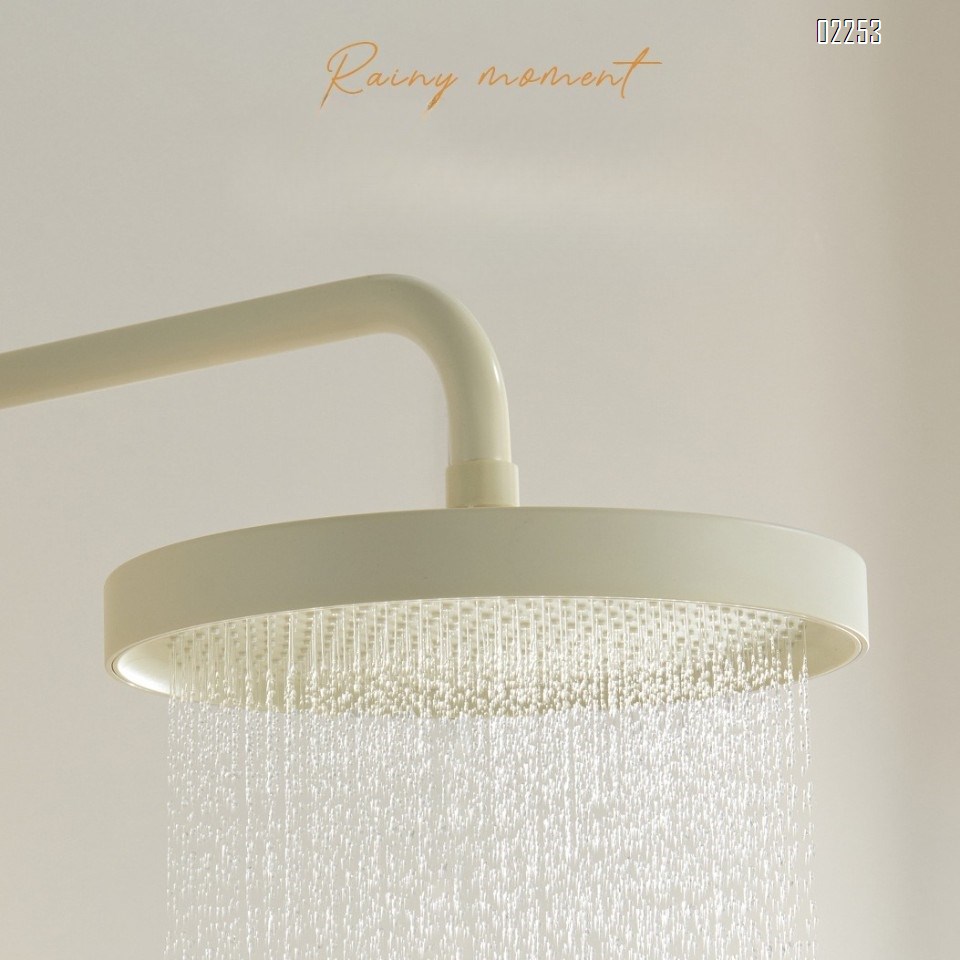 Piano large rain shower head set for home bathroom three-function rain shower all Brass cold and hot double control shower set