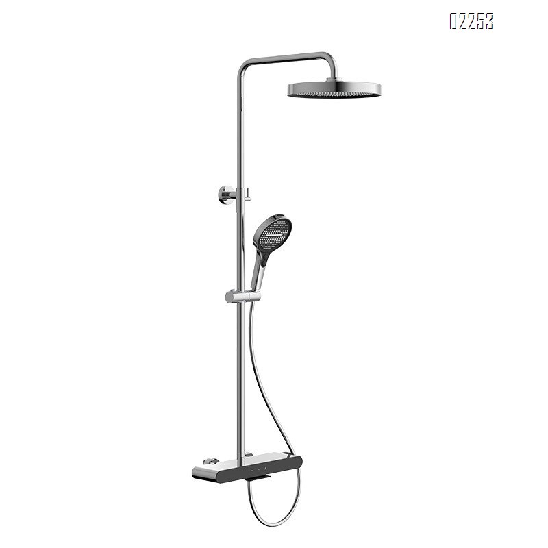 Piano large rain shower head set for home bathroom three-function rain shower all Brass cold and hot double control shower set