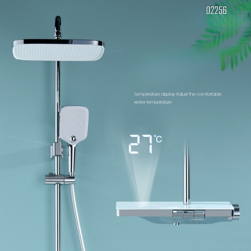 All-Brass Cold and Hot Water Digital Display Three-Function Household Shower Head Bathroom Ceiling Shower Set