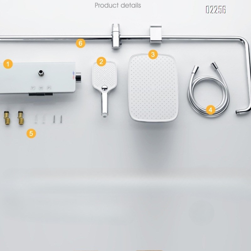 All-Brass Cold and Hot Water Digital Display Three-Function Household Shower Head Bathroom Ceiling Shower Set