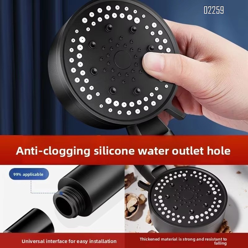 High Pressure Handheld Shower Head  6-Settings Powerful Water Spray Shower Head Against Low Pressure Water  with Hose Bracket