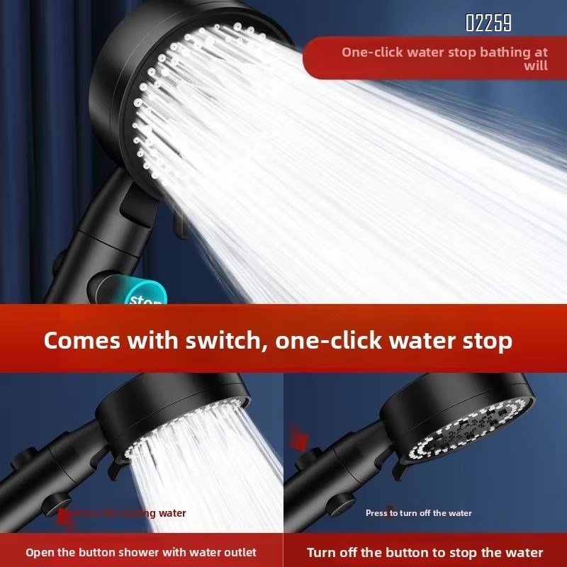 High Pressure Handheld Shower Head  6-Settings Powerful Water Spray Shower Head Against Low Pressure Water  with Hose Bracket