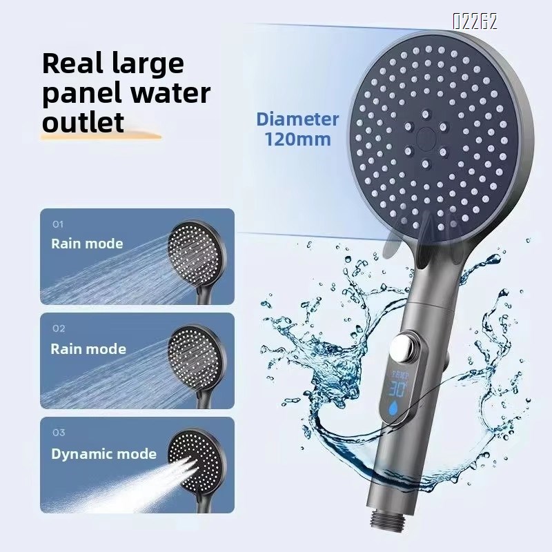 Handheld Shower Head with LED Display Temperature  High Flow Showerhead with 3 Shower Modes  High Pressure Water Saving
