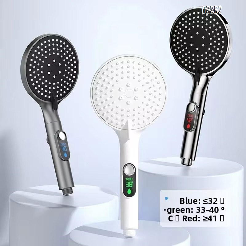 Handheld Shower Head with LED Display Temperature  High Flow Showerhead with 3 Shower Modes  High Pressure Water Saving
