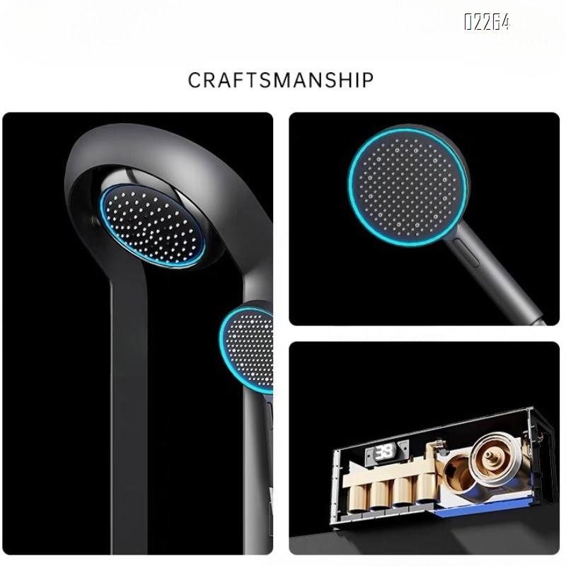 Brass Intelligent Digital Display Rain Bath Constant Temperature Shower Head Set Household Supercharged Bathroom