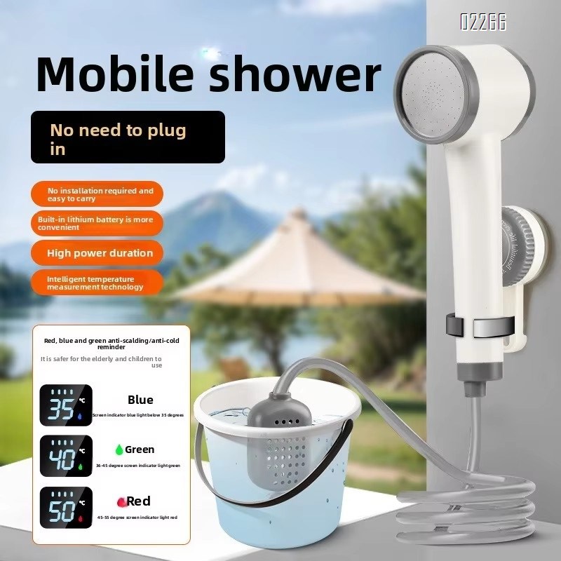 Portable Outdoor Shower, Battery Powered Compact Handheld Rechargeable Camping Showerhead Car Wash Pet Cleaning