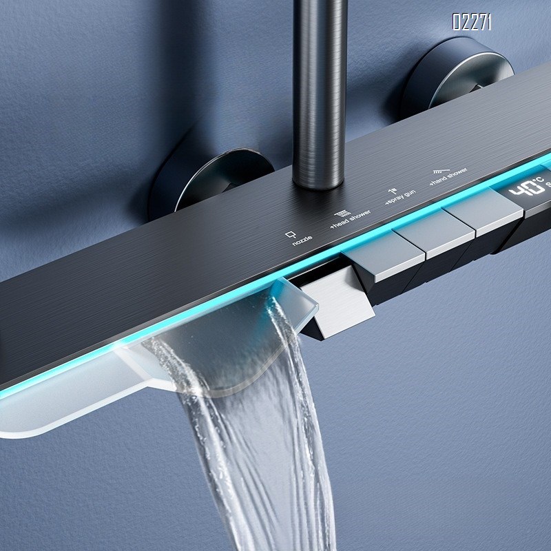 All-Brass Digital Display Luxury Shower Set Intelligent Constant Temperature Massage Bathroom Shower head