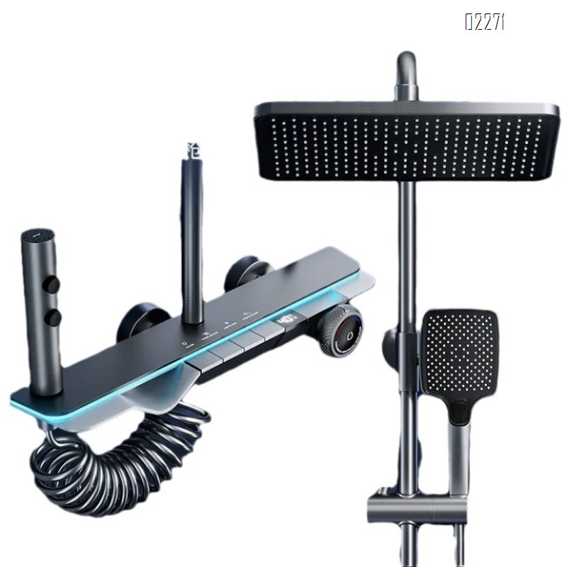 All-Brass Digital Display Luxury Shower Set Intelligent Constant Temperature Massage Bathroom Shower head