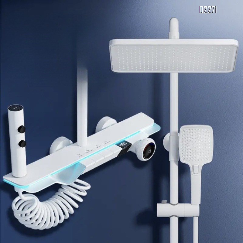 All-Brass Digital Display Luxury Shower Set Intelligent Constant Temperature Massage Bathroom Shower head