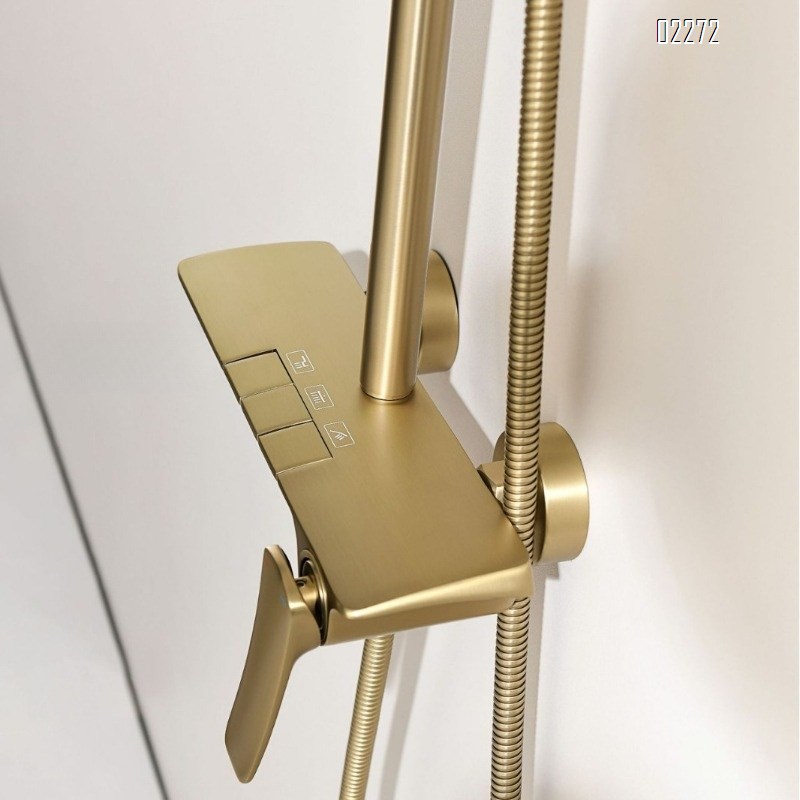 Shower Head Set Full Copper Bathroom Shower Storage Shower Head Piano Key Increased Pressure Shower Head