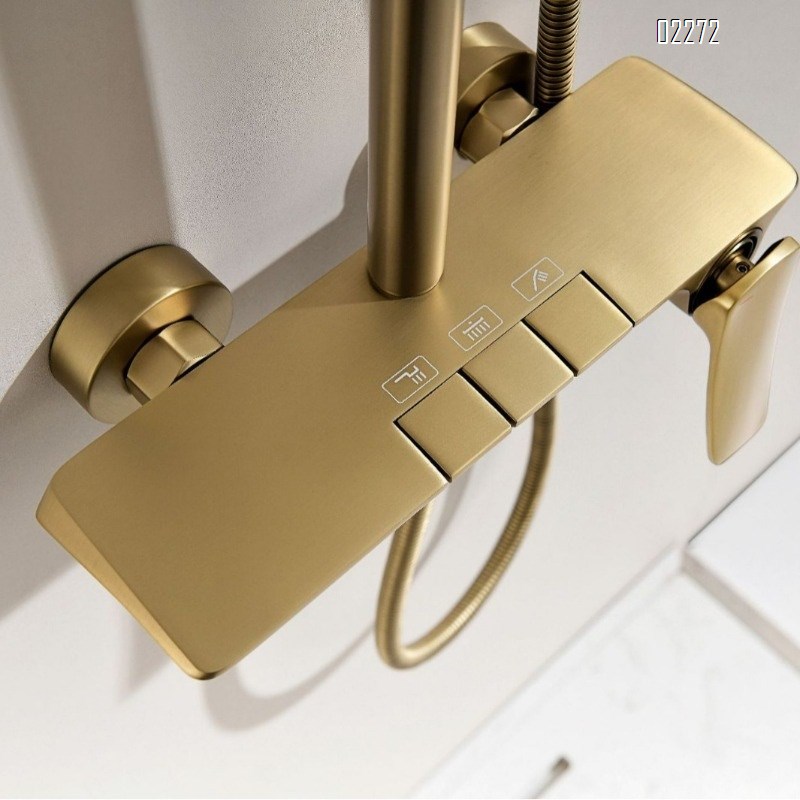 Shower Head Set Full Copper Bathroom Shower Storage Shower Head Piano Key Increased Pressure Shower Head