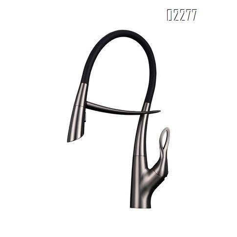 German Craft Brass Silicone Pipe High Appearance Gun Gray Kitchen Faucet Hot and Cold Mixer Sink Faucet