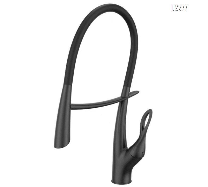 German Craft Brass Silicone Pipe High Appearance Gun Gray Kitchen Faucet Hot and Cold Mixer Sink Faucet