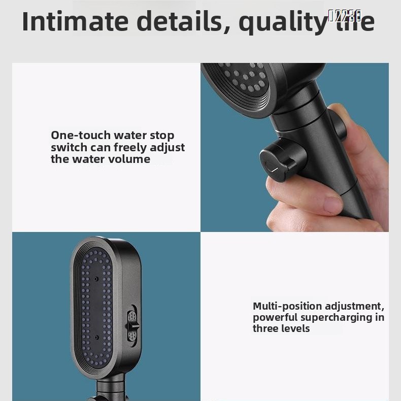 High Pressure Shower Head   Handheld  3-Settings Powerful Water Spray Shower Head Bathroom