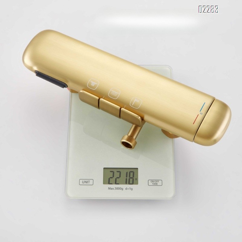 Three-Function Brass Gold Constant Temperature Shower Set for Home Use Simple Pressurized Shower head Set
