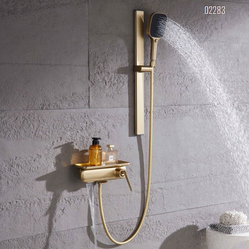 Three-Function Brass Gold Constant Temperature Shower Set for Home Use Simple Pressurized Shower head Set