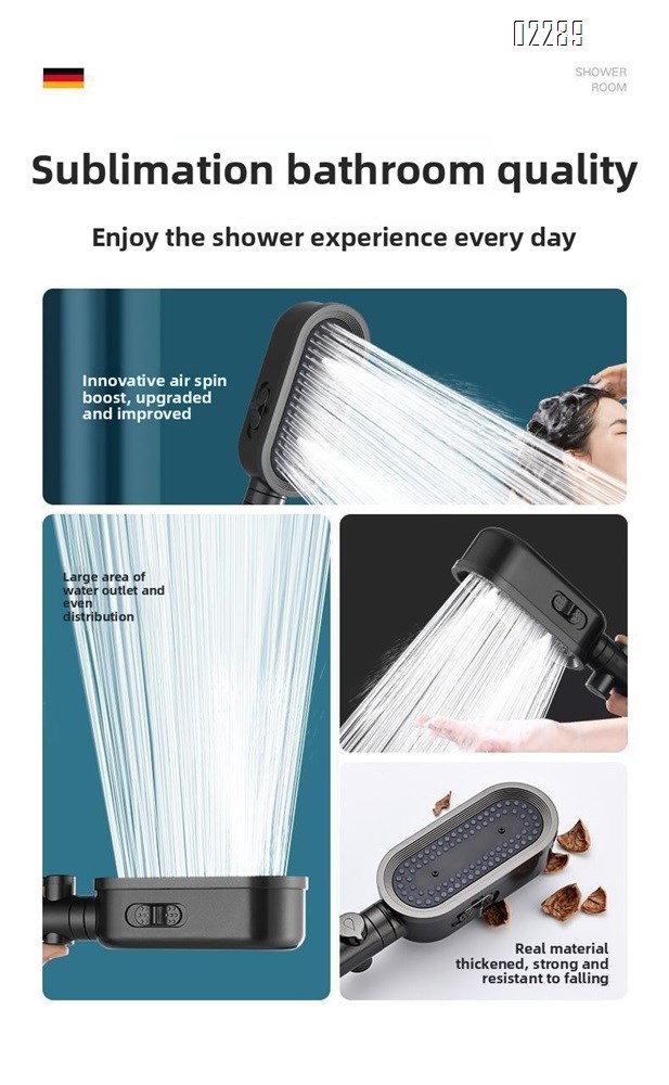 High Pressure Shower Head Handheld  3-Settings Powerful Water Spray Shower Head with Hose and Holder