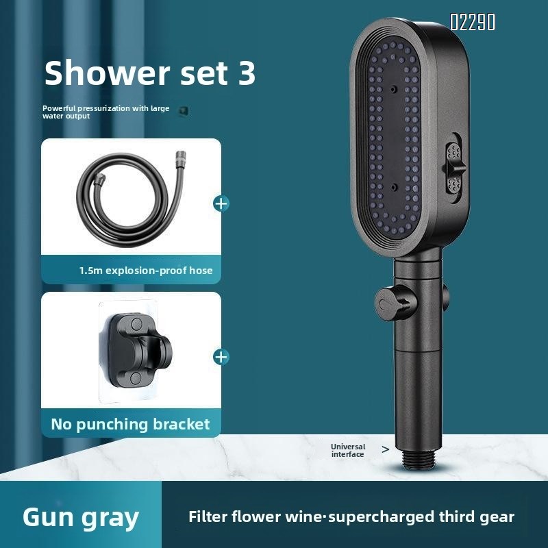 High Pressure Shower Head Handheld  3-Settings Powerful Water Spray Shower Head with Hose and Holder