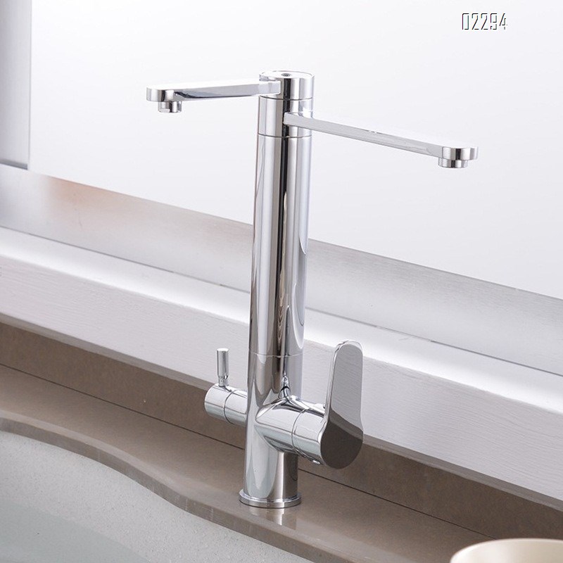 Brass Chrome High Inter-Platform Basin Rotating Sink Kitchen Faucet Creative Hot and Cold Multifunctional Kitchen Tap