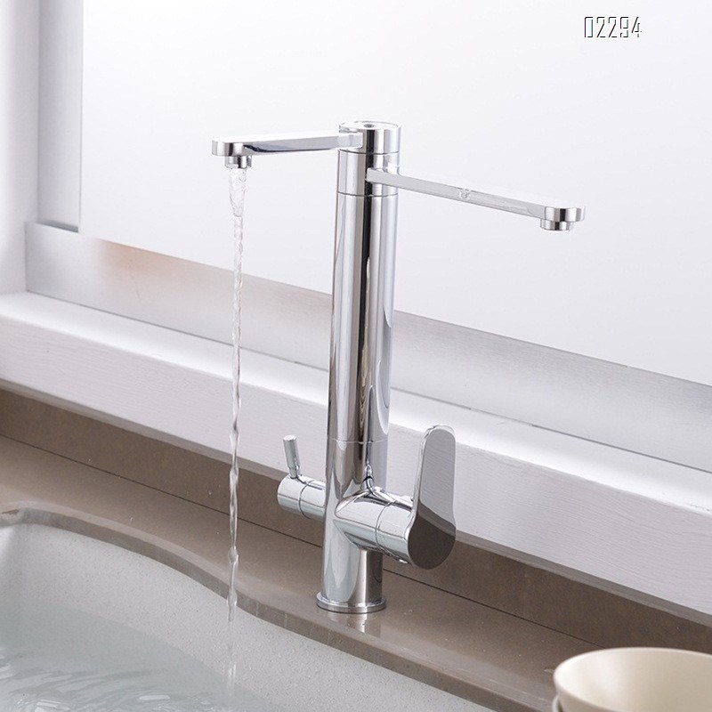 Brass Chrome High Inter-Platform Basin Rotating Sink Kitchen Faucet Creative Hot and Cold Multifunctional Kitchen Tap