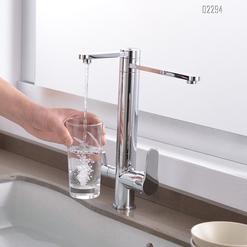 Brass Chrome High Inter-Platform Basin Rotating Sink Kitchen Faucet Creative Hot and Cold Multifunctional Kitchen Tap