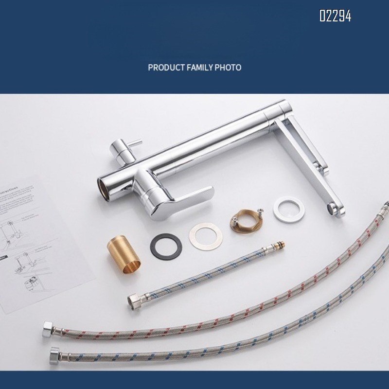 Brass Chrome High Inter-Platform Basin Rotating Sink Kitchen Faucet Creative Hot and Cold Multifunctional Kitchen Tap