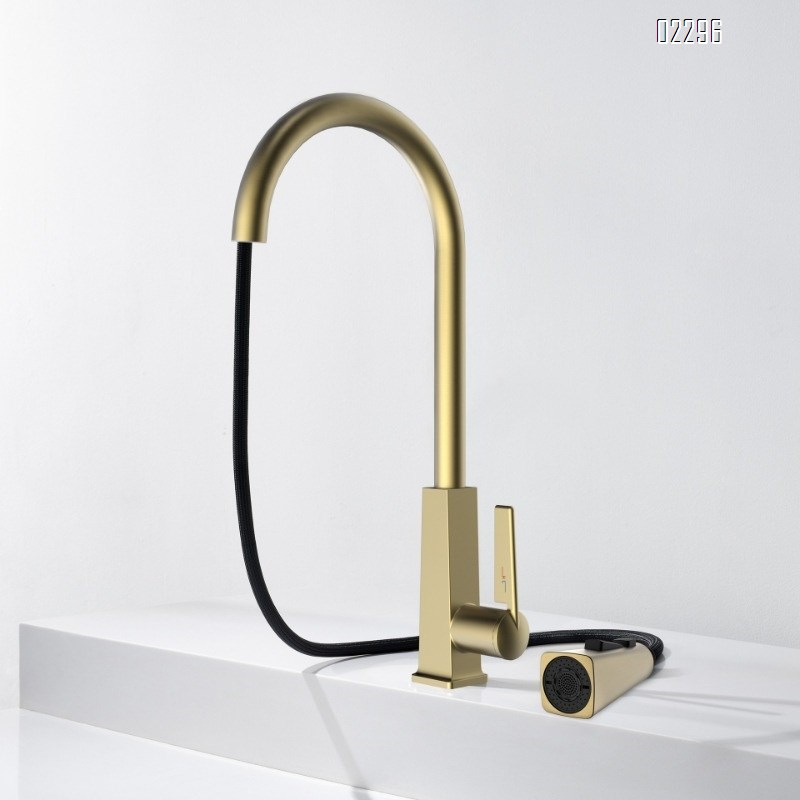 Pull-out Kitchen Faucet Hot and Cold Dual-use Kitchen Sink Basin Pool Telescopic All-Brass Household Tap