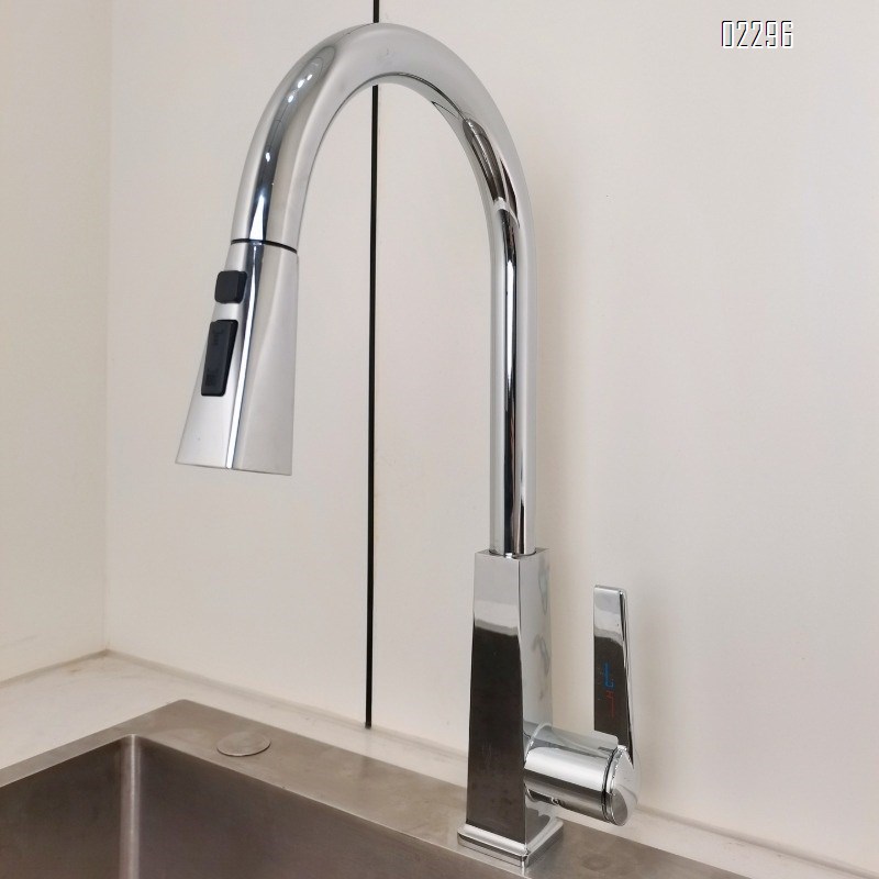 Pull-out Kitchen Faucet Hot and Cold Dual-use Kitchen Sink Basin Pool Telescopic All-Brass Household Tap