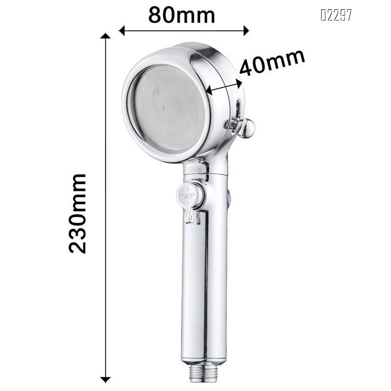 High Pressure 3 Function Showerhead with Handheld Against Low Pressure Water Supply Pipeline