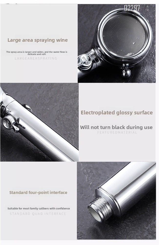 High Pressure 3 Function Showerhead with Handheld Against Low Pressure Water Supply Pipeline