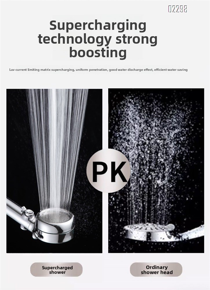 High Pressure 3 Function Showerhead with Handheld Against Low Pressure Water Supply Pipeline