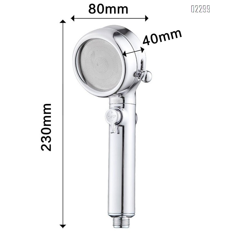 High Pressure 3 Function Showerhead with Handheld Against Low Pressure Water Supply Pipeline