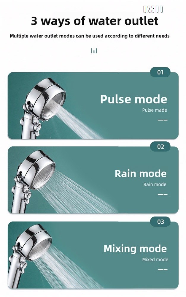 High Pressure 3 Function Showerhead with Handheld Against Low Pressure Water Supply Pipeline