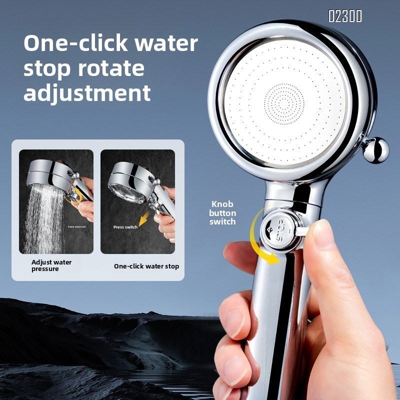 High Pressure 3 Function Showerhead with Handheld Against Low Pressure Water Supply Pipeline