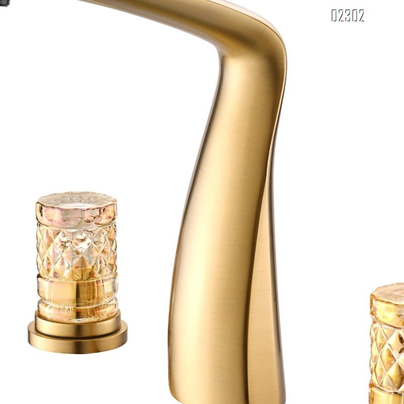 Brass Crystal Handle Double Handle Three Hole separates Undercounter Basin Faucet European Style Hot and Cold Faucet