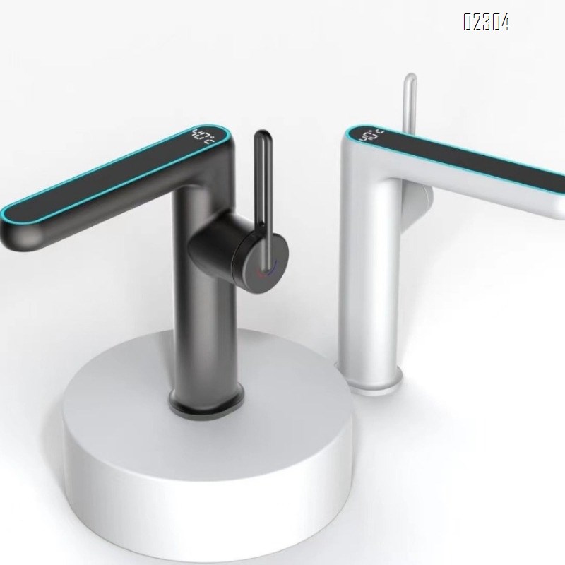 Brass Smart Digital Display Bathroom Sink Undermount Basin Single Hole Hot and Cold Digital Display Basin Faucet