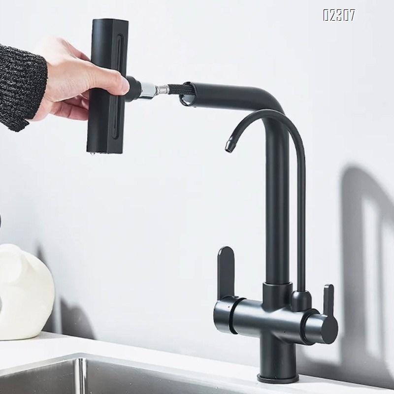 Brass 4-in-1 Water Purifier Kitchen Faucet Household Sink Vegetable Washing Basin Booster Kitchen Pull-out Hot and Cold Faucet