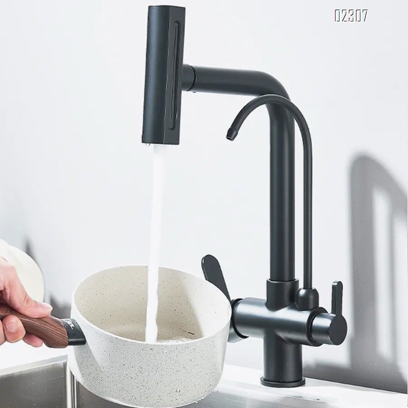Brass 4-in-1 Water Purifier Kitchen Faucet Household Sink Vegetable Washing Basin Booster Kitchen Pull-out Hot and Cold Faucet