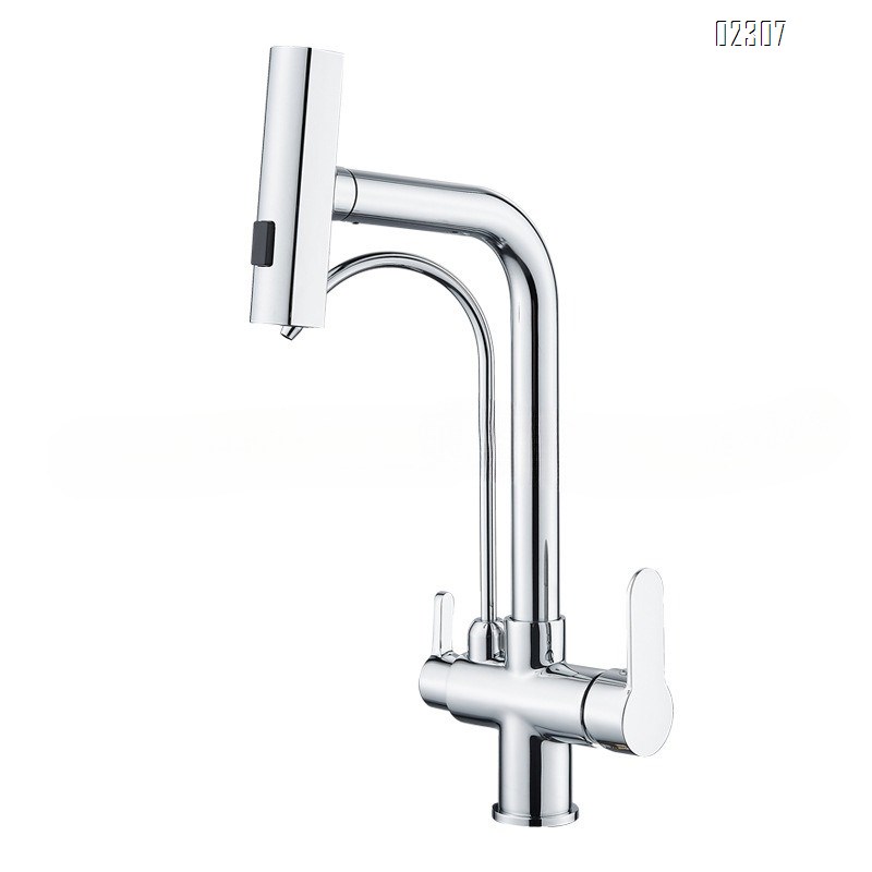 Brass 4-in-1 Water Purifier Kitchen Faucet Household Sink Vegetable Washing Basin Booster Kitchen Pull-out Hot and Cold Faucet